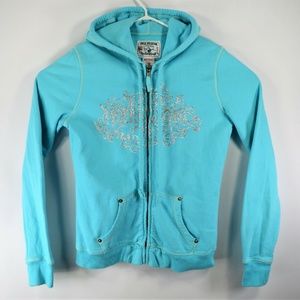 True Religion Womens Hooded Sweater Large Zip Up